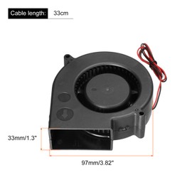 sourcing map DC Brushless Cooling Blower Fan Cooler 9733 97x97x33mm Turbine Turbo Dual Ball Bearing Centrifugal Flow Blower DC24V 2 Pin for 3D Printer
