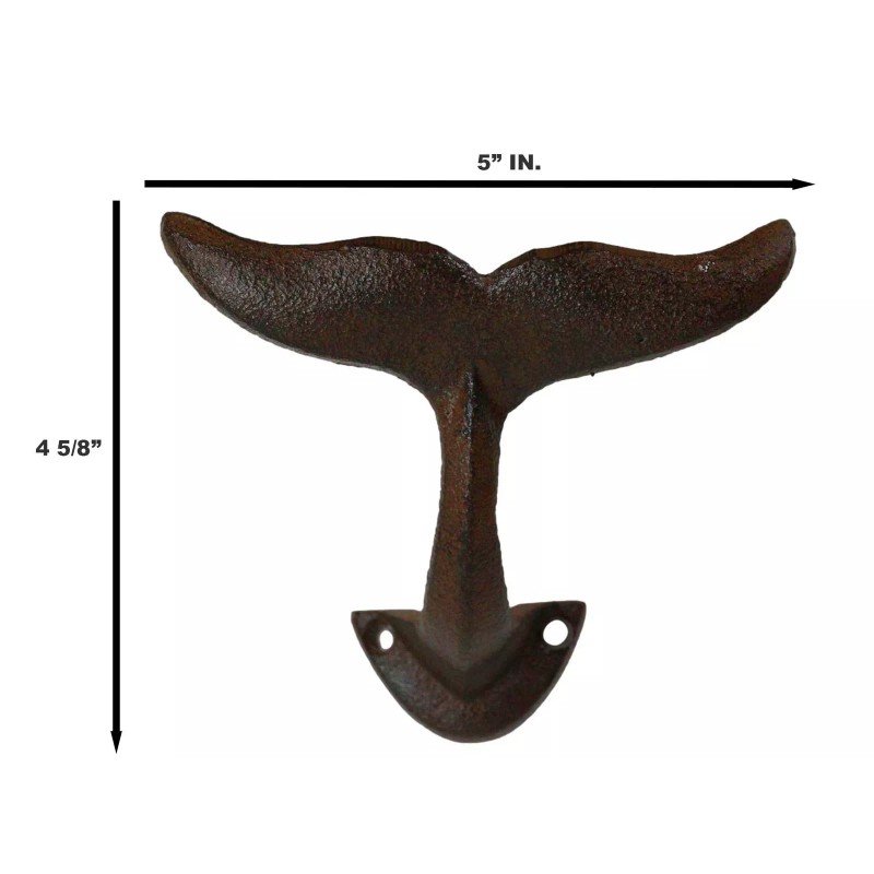 Set of 2 Cast Iron Nautical Baleen Blue Whale Tail
