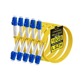 VANDESAIL LC to LC Single Mode Fiber Patch Cable 6M (19.68ft) OS2 Duplex, 9/125µm, 1G/10G/40Gbps, LSZH, Compatible with SFP+/QSFP/XFP/CFP Transceivers - 5 Pack