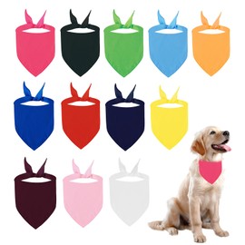 BRT Bearingshui Triangle Dog Bandana 12 Pack, Blank Dog Handkerchief Scarf, Adjustable Pet Puppy Plain Bandana(68 x 45 x 45 cm,Basic Color)