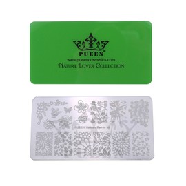 PUEEN Nail Art Stamping Plate - Nature Lover 02-125x65mm Unique Nailart Polish Stamping Manicure Image Plates Accessories Kit BH000661