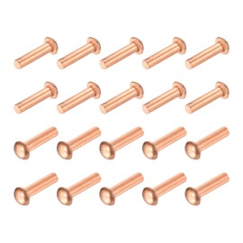 uxcell 30 Pcs Copper Solid Rivets, 5/32" x 5/8" Round Head Rivet Metal Fasteners Metal Stud Fasteners for Electrical Applications Copper Finish, Copper Tone