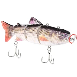 Robotic Swimming Electric Fishing Lures 5.12" USB Rechargeable LED Light Wobbler 4 Segment Multi Jointed Swimbaits Hard Lures Fishing Tackle