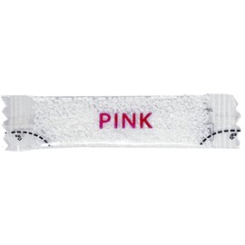 Le Must Pink Sweetener Packets Biodegradable Compostable Clear Stick Saccharin Packets Sugar Substitute 1g (25 Pack)