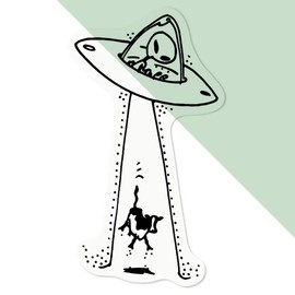 'UFO & Cow' Clear Sticker Decal – Waterproof Film for Windows, Cars, Walls & Crafts, Medium (100mm) (DC00068266)