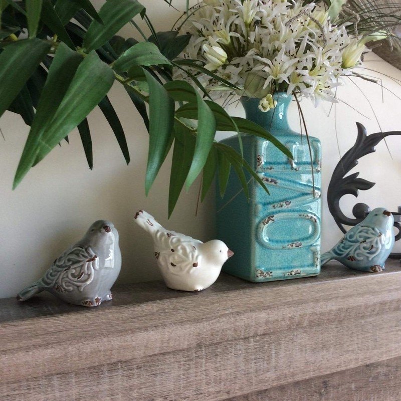 FICITI Distressed Finish Ceramic Bird Figurine Home Decor - Assorted
