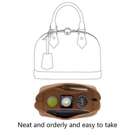 YUNDINGJI Organizer Insert for LV Alma bb Bags,Gold,Luxury Bags Storage with Silk, Lightweight Shaper for Daily Use, Pockets Large Capacity