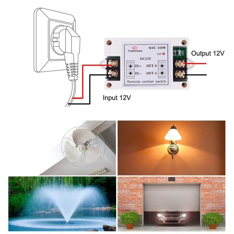 DC12V Wireless Remote Control Switch, 433Mhz 40A 1CH Universal Relay