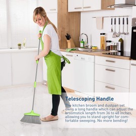 FGY Broom and Dustpan Set - Standing Upright Dust Pan w/adjustable 36"/48" Long Handle Broom[2Size] - 3L Capacity, 10" Great Edge, Lightweight & Robust, for Kitchen, Pet House, Office, Outdoor, Indoor