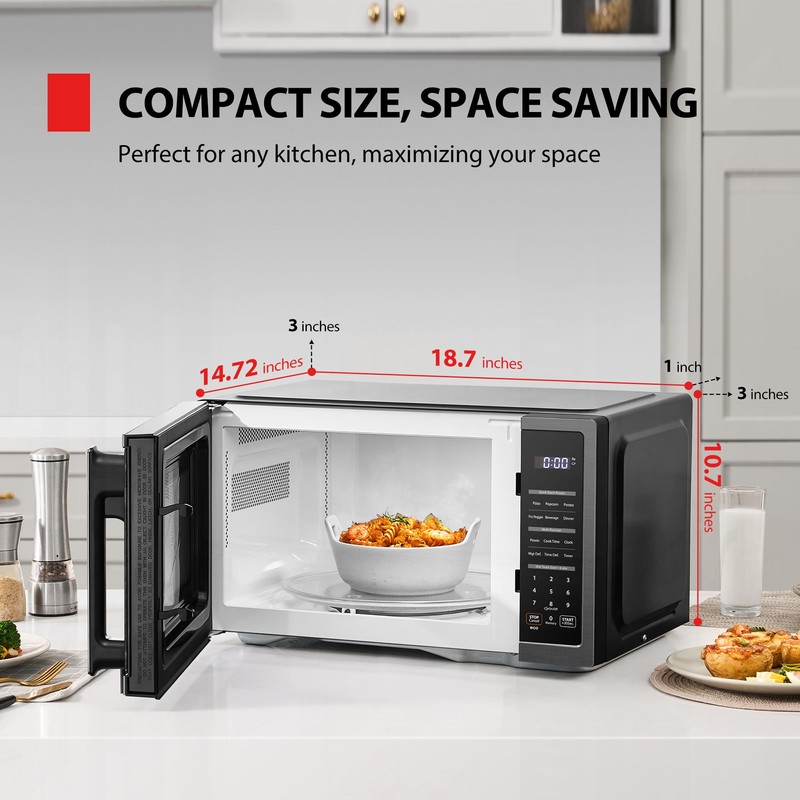 TOSHIBA ML4-EM09PA(BS) Small Countertop Microwave Oven with 6 Auto Menus,