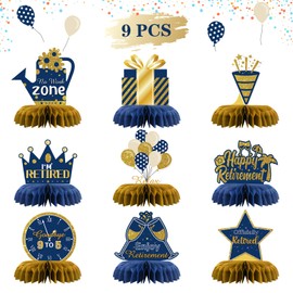 INNORU Happy Retirement Table Honeycomb Centerpieces, Retiremenr Party Table Honeycomb Coworker Last Day Farewell Party Table Decor I'm Retired Favor Photo Booth Props 9 PCS