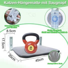 Cat Hammock Window Seats 45 x 30 cm Foldable Cat Window Lounger Breathable Mesh Cat Bed Window with 4 Strong Suction Cups and Reinforced Steel Frame Stable up to 20 kg, with Cat Toy