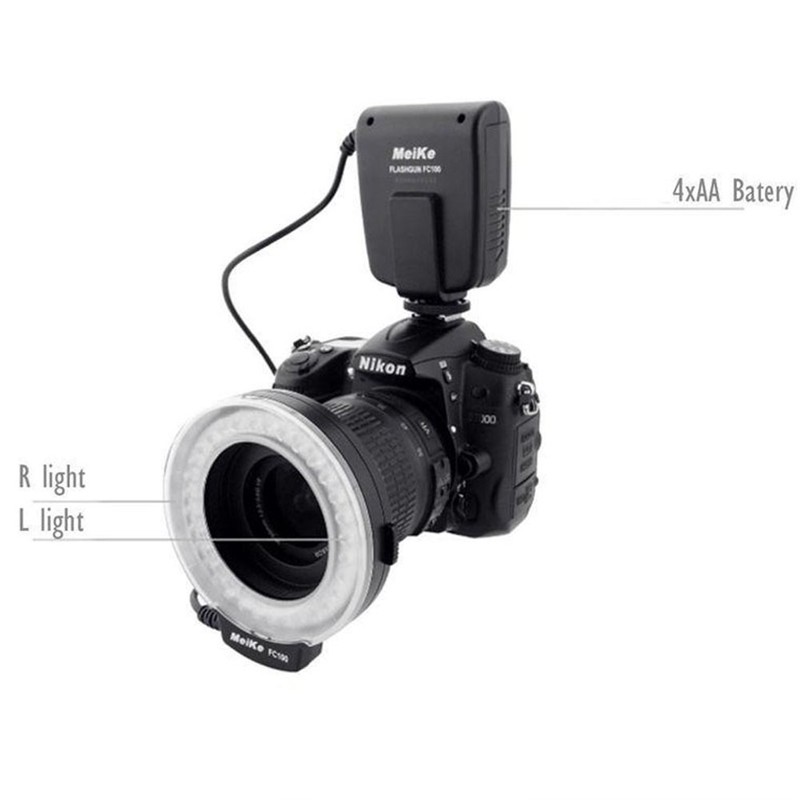 Meike LED Macro Ring Blitzlicht FC-100 Kompatibel mit Canon Nikon