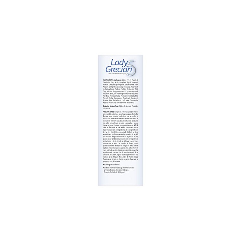 Grecian Lady 5 Shampoo Tinte Cubre Canas, Cabello Maltratado, 3