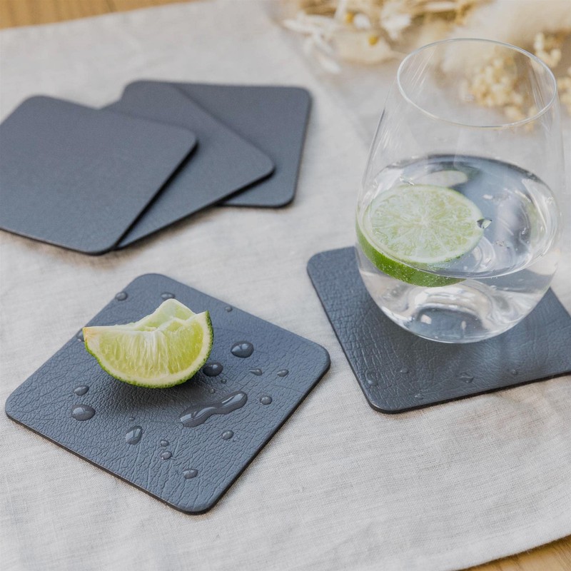 Coaster Set of 6 Slate Grey Coasters (10cm x 10cm).