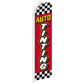 Auto Tint Red & Yellow Swooper Advertising Flag - Perfect for Performance Shops, Mechanics, Auto Repair, Tuning Shops