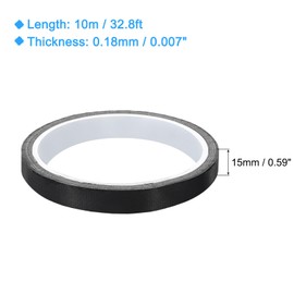 QUARKZMAN High Temperature Tape 15 mm PTFE Coated Fabric Tape Heat Resistant Tape for Vacuum Sealing Tape 10 m / 33 ft Black 0.18 mm Thickness
