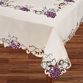 Touch of Class Cabernet Oblong Tablecloth Light Cream Light Cream 70 x 104 Inches Oblong