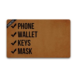 Home Decor Phone Wallet Keys Mask Welcome Mat with Rubber Backing Doormat Entrance Floor Mat Non-Slip Entryway Rug Easy Clean 30 X 18 Inches