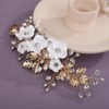 Teyglen Flower Bride Wedding Hair Clips Gold Leaf Crystal Hair
