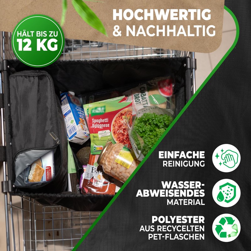 Cottara Shopping Bag for Shopping Trolley with Cooling Compartment, Foldable
