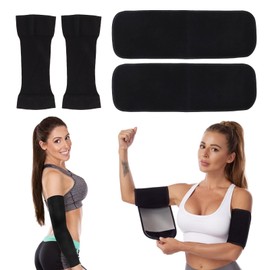 RVSWIHFA Arm Sleeves Set – 2 Silver Pressure Wristbands & 2 Black Yoga Arm Covers – Optimum Arm Shapers for Women, Designed to Redefine Your Contours