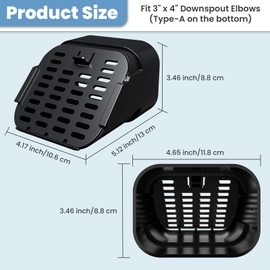 Nomanak 1 Pack Gutter-Downspout Critters Guard - Gutter Downspout Extension Accessory, Fit Type-A 3" x 4" Downspout Elbows (3" x 4"（1pcs）)