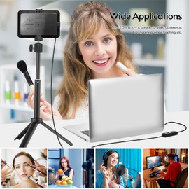 Andoer USB Video Conference Lighting Kit with 1 * LED Video Light 5600K Dimmable + 1 * Desktop Tripod + 1 * 180° Rotatable Mounting Adapter + 4 * Color Filters(Red/Yellow/Blue/White) for Live Streaming Video Recording Online Meeting Teaching