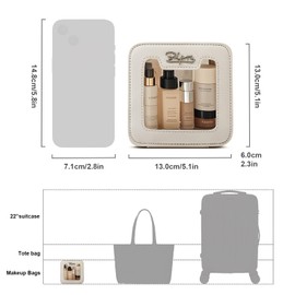 Clear Makeup Bag Cosmetic Case: Small Make up Bags for Purse - TSA approved Toiletry Bag for Women - Waterproof Travel Pouch with Zipper - Cute Makeup Organizer Skincare Bag for Car (Mini, White)