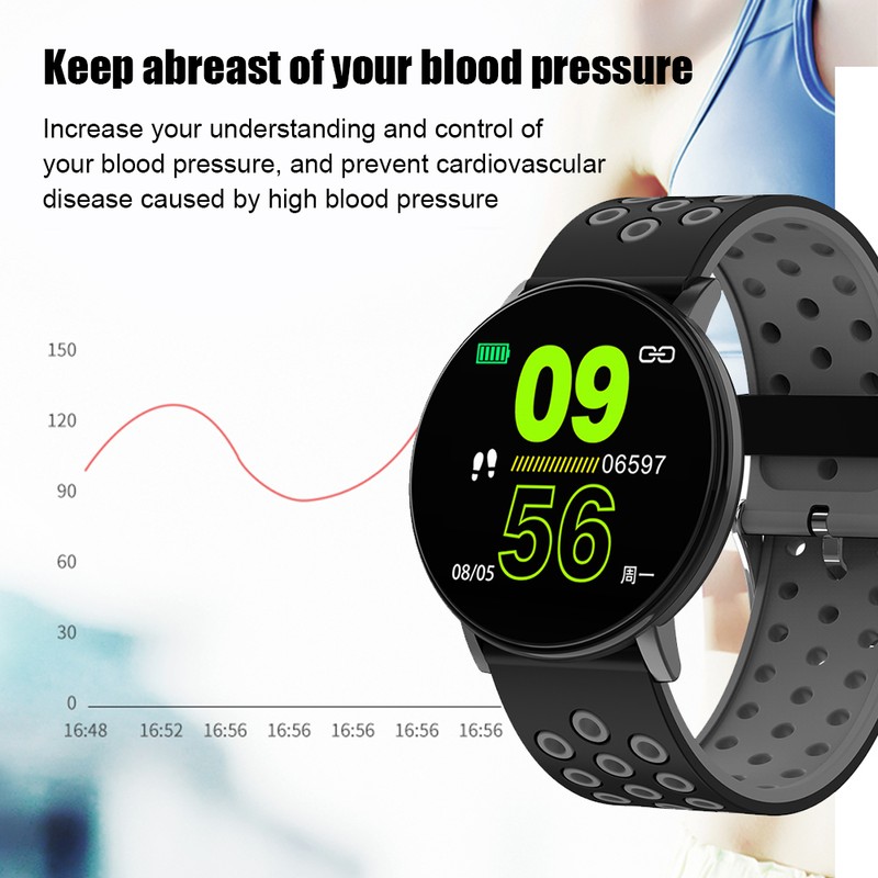 W8S Ultra Thin Round Screen TPU Strap Heart Rate Blood