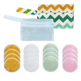 Reusable Bamboo Cotton Makeup Remover Pads Washable Organic Cotton Face Rounds for Eyes Facial Makeup Zero Waste Soft Make up Pads for All Skin Types 16 PCS with Laundry Bag Storage Bag Available
