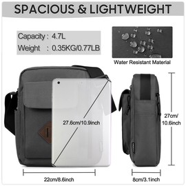VASCHY Small Messenger Bag, Lightweight Casual Crossbody Sling Shoulder Side Bag for Men Women for Work/Travel/Daily Gray