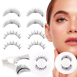 Magnetic Eyelashes Natural Look 4 Pairs Magnetic Lashes with Applicator No Eyeliner & Glue Needed Easy to Wear and Remove, CX0610,079+B01