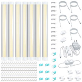 LAMPAOUS LED Under Cabinet Light, Closet Light Bar,Under Counter Kitchen Lighting, Linkable and Dimmable, 12" Inch 6Pack Kit (Warm White 3000K)