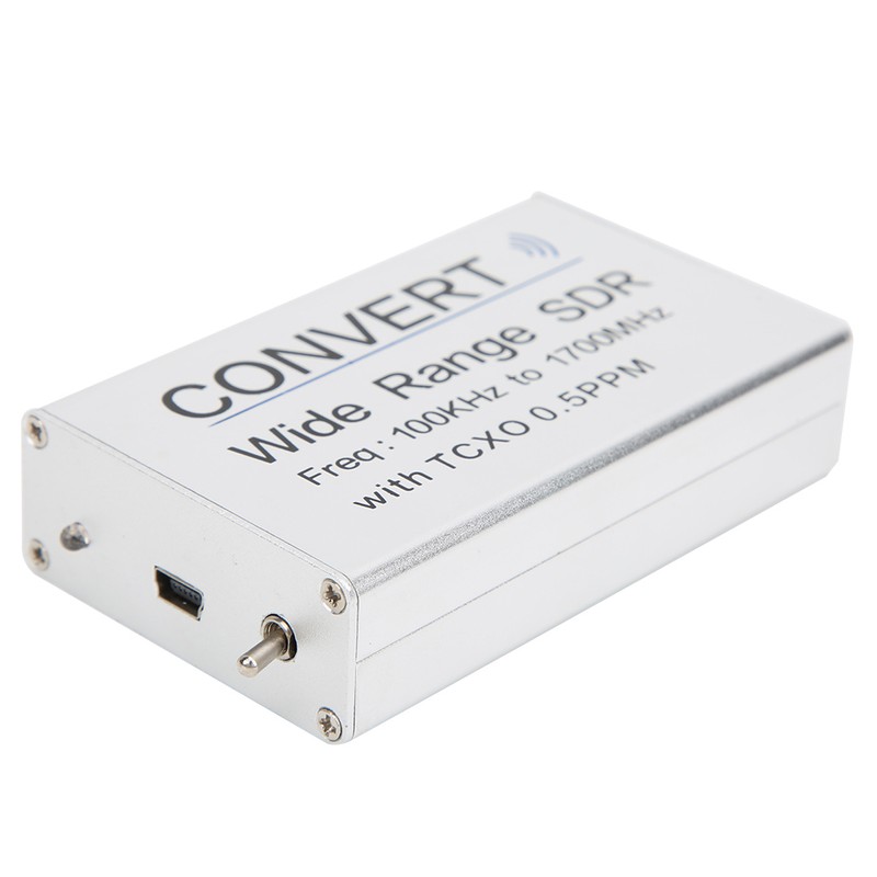 USB RTL SDR Receiver Silver Aluminum Alloy 100KHz-1.7GHz UV HF