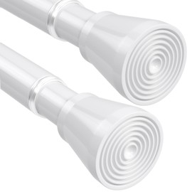 2 Pack White Tension Curtain Rod 30 to 64 Inch,Adjustable Curtain Rod,Shower Tension Curtain Rod No Drilling,7/8" Spring Curtain Rods for Windows Closet Doorway Door