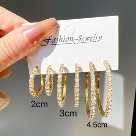 Lotus Karen 14K Gold Plated Hoop Earrings for Women - 3 Pairs Hypoallergenic Huggie Hoops in Small/Medium/Large Sizes for Birthday Christmas Mother's Day Graduation