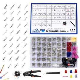 AUTO OCCASION 570Pcs Car Electrical Wire Terminal Pin Connector Kit 0.6/1.2/1.5/1.8/2/2.2/2.3/2.5/2.8/3.5/4.8mm Connector Pin Removal Non-Insulated Plug Male Female Crimp with Crimping Pliers