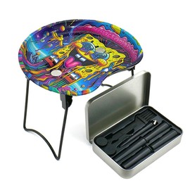 Rolling Tray Combo Portable Cute Tray, Metal Tray, 7.1"x6.5" with Cones Loader for Foldable Stand Cone Filler to Tin Roll Plate, Premium Storage Tray