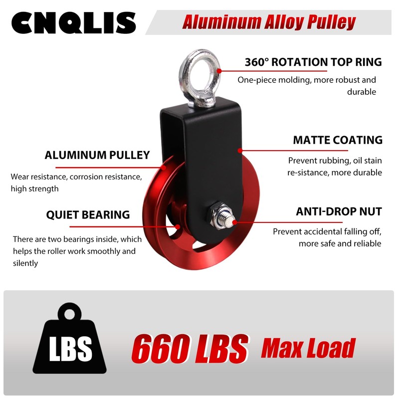 CNQLIS Cable Pulley Wheel for Home Gym Pulley System,90mm Aluminium