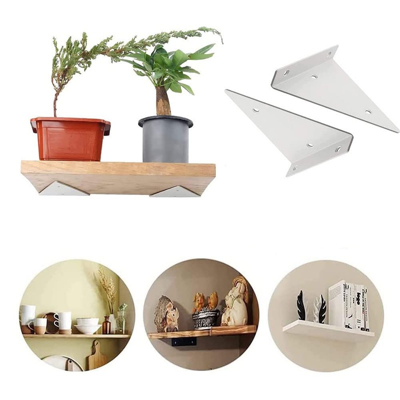 Pack of 2 Shelf Brackets Triangle Shape, Hidden Shelf Brackets,