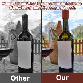 Vodolo Silicone Wine Stopper,8pcs Reusable and Unbreakable Glass Bottle Sealer Covers Wine Stoppers, Wine Plug,Wine Cork Stopper for Keeping Wine Champagne Fresh Home Use