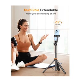 EUCOS Tripod 62" -Selfie Stick -Remote -CellPhone & GoPro -Screw Mount-EyeLevel Height