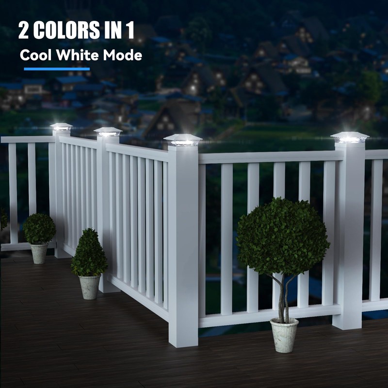 APONUO Solar Post Lights Outdoor, 2 Lighting Modes 16 LEDs