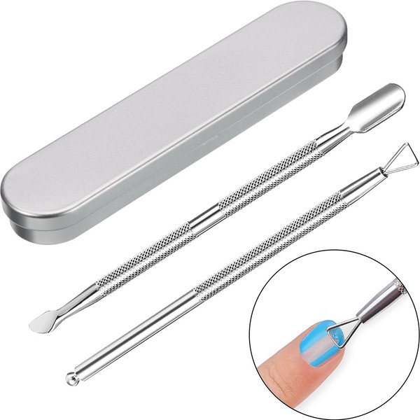 Frienda Cuticle Pusher Remover Kit, Stainless Steel Triangle Cuticle Peeler Scraper and Double Ended Cuticle Pusher Cutter Spoon Nail Cleaner Gel Nail Polish Nail Art Remover Tools (Silver)