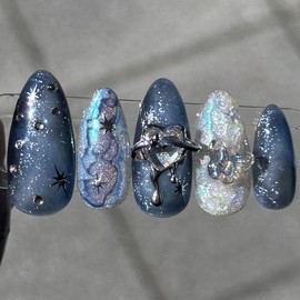 (Guaranteed actual product) Eunhasu handmade nail tips - water drop / (실물보장) 은하수 수제네일팁 - 물방울