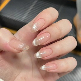 CQJSYL Nail Tip Short, Popular Nails, 24 Pieces, Nail Tips, Spring, Summer, Japanese Style, Cute, Fall, Autumn, Handmade Nail Tips, Gradient, Nails, Brides, Short, Glossy False Nails, Coming of Age
