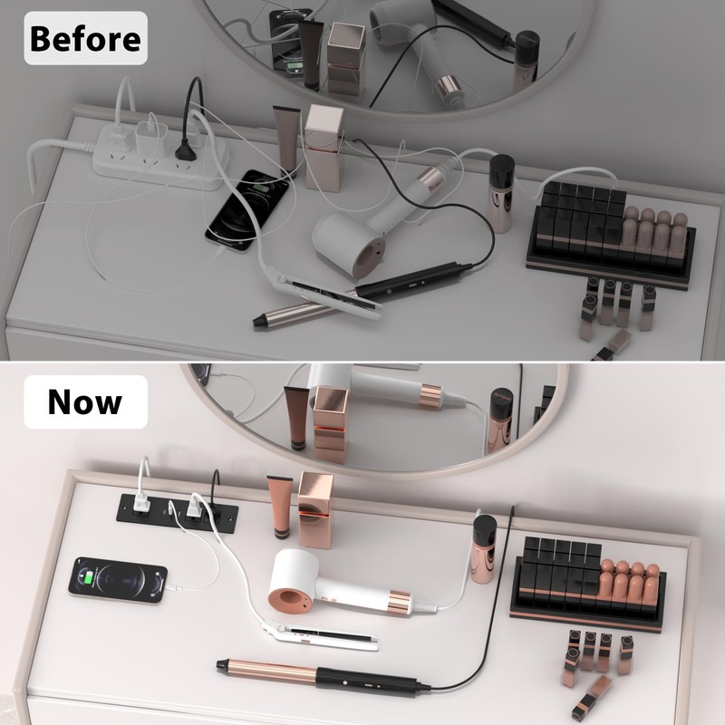 Drawer Outlets, Furniture Recessed Power Strip with PD 20W 2