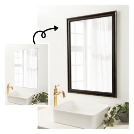 Amanti Art Bathroom Mirror Makeover Frame Border Kit - Fits a 16x24 inch Mirror - Mirror NOT Included - Accent Bronze Narrow Trim from WI, USA