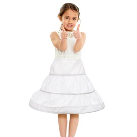 TENDYCOCO Girls Petticoat - Half Flower Girl Hoop Skirt Kids Tutu Underskirt For Girls, White, Medium